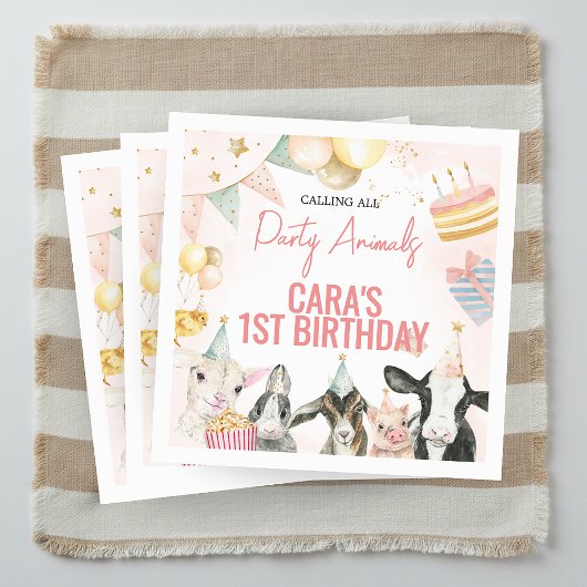 Serviette En Papier Farm Party Animals Birthday Party Square