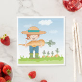 Serviette En Papier Farmer Girl with Giant Carrot Gardening
