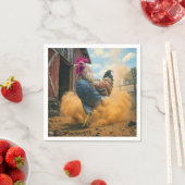 Serviette En Papier Farmer Rooster Kicking Up Dust (En situation)