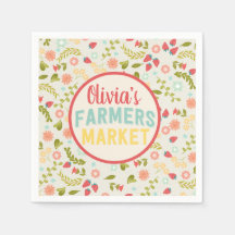 Farmers Market Floral Anniversaire de fête Napkins