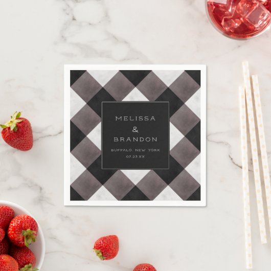 Serviette En Papier Farmhouse Buffalo Plaid Check Dîner Mariage (En situation)