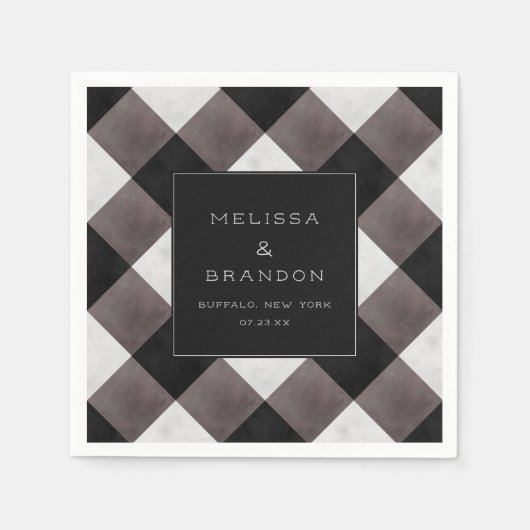 Serviette En Papier Farmhouse Buffalo Plaid Check Dîner Mariage (Devant)