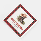 Serviette En Papier Farmhouse Christmas napkins buffalo plaid style (Coin)