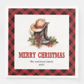 Serviette En Papier Farmhouse Christmas napkins buffalo plaid style (Devant)
