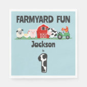 Serviette En Papier Farmyard Amusement 1er anniversaire ferme Animal E (Devant)