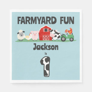 Serviette En Papier Farmyard Amusement 1er anniversaire ferme Animal E