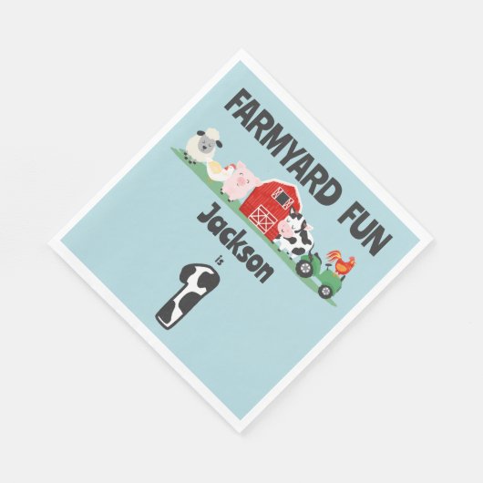 Serviette En Papier Farmyard Amusement 1er anniversaire ferme Animal E (Coin)