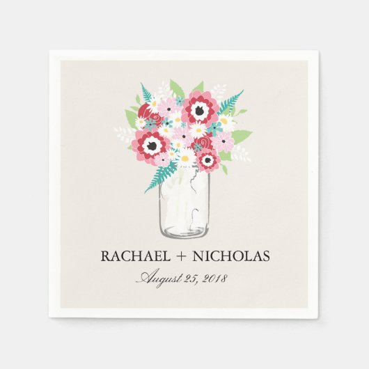 Serviette En Papier Fashionista Bloom Mason Jar | Mariage (Devant)