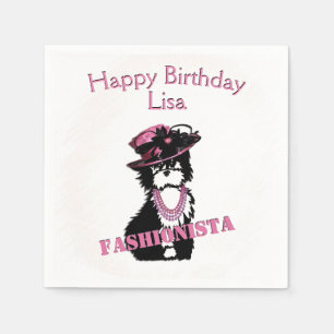 Serviette En Papier Fashionista Chien Personnalisé Anniversaire