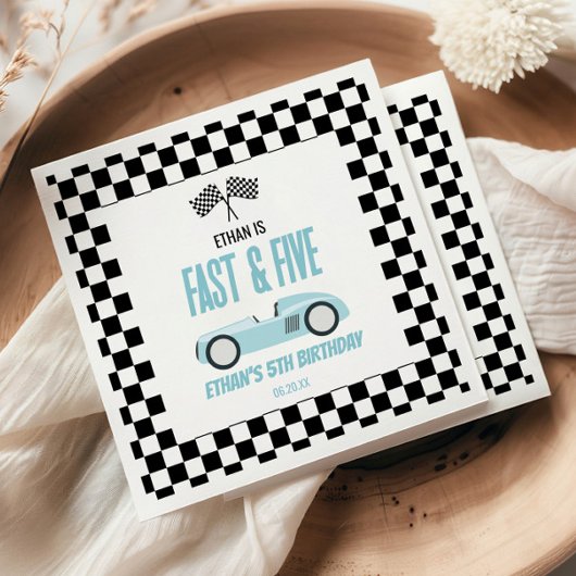 Serviette En Papier Fast & Five Blue Race Car 5e fête d'anniversaire