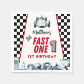 Serviette En Papier Fast One 1st birthday Boy Racing Car  (Devant)