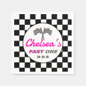 Serviette En Papier Fast ONE Pink Black White Race Car Flags Birthday (Devant)