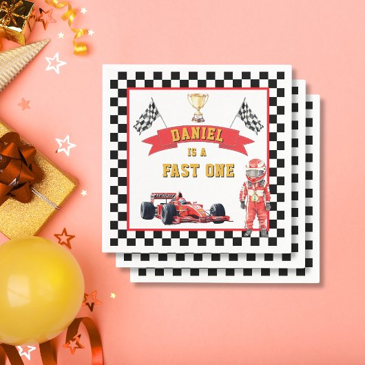 Serviette En Papier Fast One Race Car Checkered Flag Party