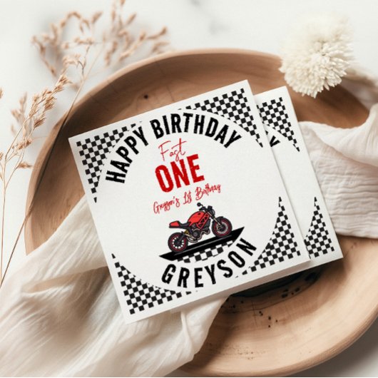 Serviette En Papier Fast One Race Motorcycle 1st Birthday Party