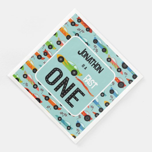 Serviette En Papier Fast ONE racecar thème 1er anniversaire fête (Coin)