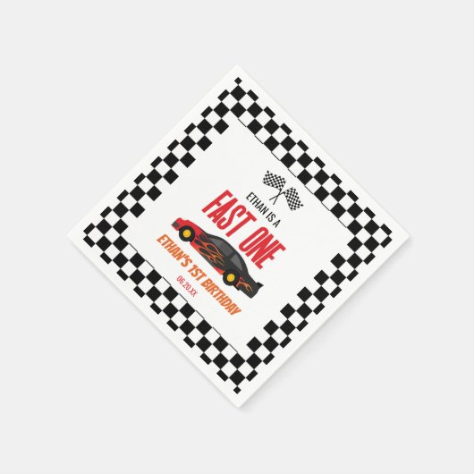 Serviette En Papier Fast One Red Flame Race Voiture 1er anniversaire f (Coin)