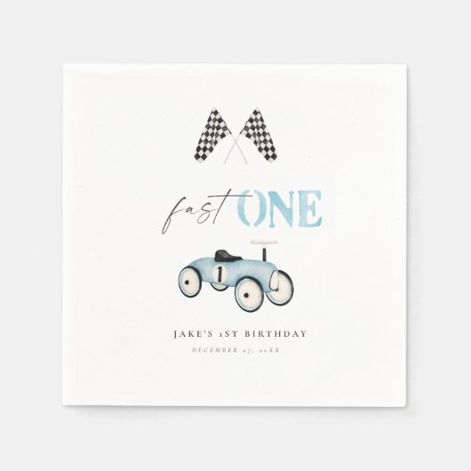 Serviette En Papier Fast ONE Retro Car Ride On Blue (Devant)