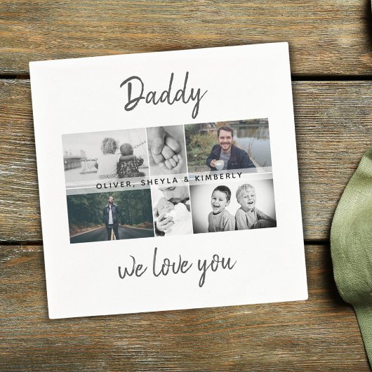 Serviette En Papier Father with Kids and Family Dad Photo Collage