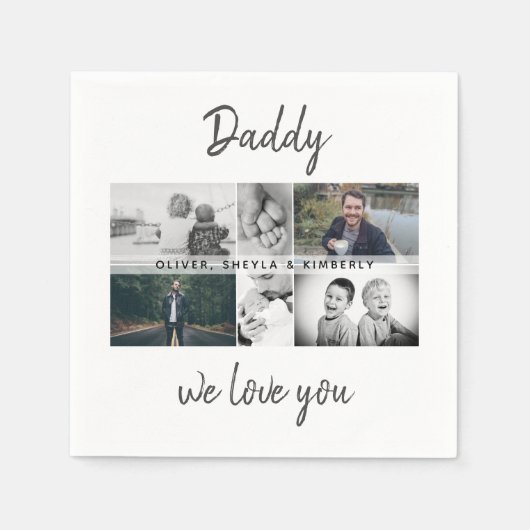 Serviette En Papier Father with Kids and Family Dad Photo Collage (Devant)