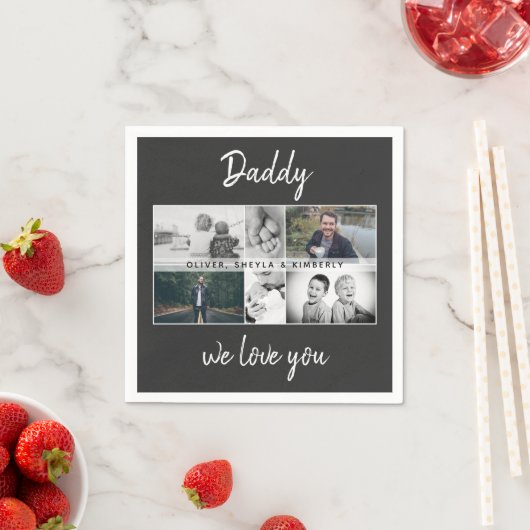 Serviette En Papier Father with Kids and Family Dad Photo Collage (En situation)