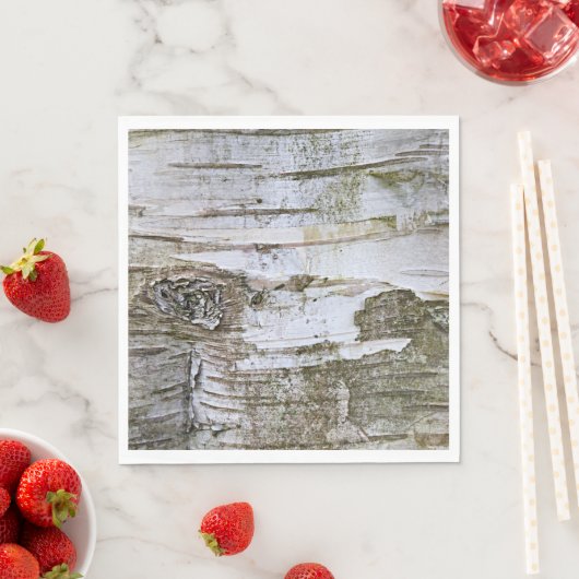 Serviette En Papier Faux Birch Tree Bark Texture Look Motif (En situation)