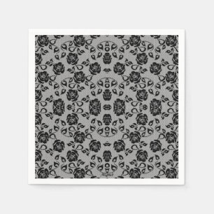 Serviette En Papier Faux Black Lace Rose Fishnet Napkins