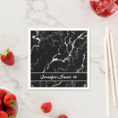 Serviette En Papier Faux Black Marbre Texture Look Sweet 16 Anniversai (En situation)