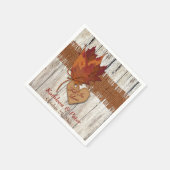 Serviette En Papier FAUX Burlap, Bois, Feuilles, Mariage de coeur serv (Coin)