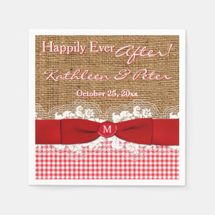 Serviette En Papier FAUX Burlap, dentelle, En vichy Mariage serviettes