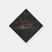 Serviette En Papier Faux Copper Script Amour et Merci avec le marbre n (Coin)