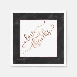 Serviette En Papier Faux cuivre écriture amour et remerciements avec m