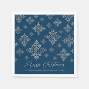 Serviette En Papier Faux flocons de neige en or sur fond rouge (pas de