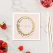 Serviette En Papier Faux Gold Abstrait Circle Design avec nom (En situation)