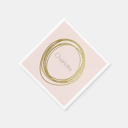 Serviette En Papier Faux Gold Abstrait Circle Design avec nom (Coin)