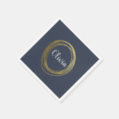 Serviette En Papier Faux Gold Abstrait Circle Design avec nom (Coin)