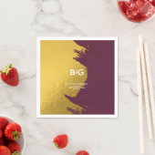 Serviette En Papier Faux Gold Burgundy, Mariage Monogramme (En situation)
