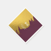 Serviette En Papier Faux Gold Burgundy, Mariage Monogramme (Coin)