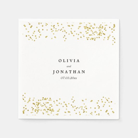Serviette En Papier Faux Gold Confetti | Serviettes Mariages modernes (Devant)