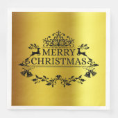Serviette En Papier Faux Gold Festive Joyeux Papier de Noël Napkin (Devant)