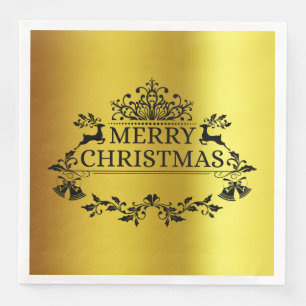 Serviette En Papier Faux Gold Festive Joyeux Papier de Noël Napkin