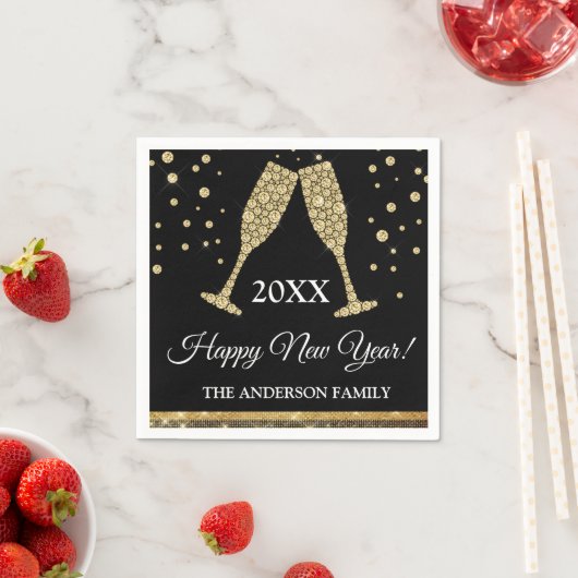 Serviette En Papier Faux Gold Foil 2019 du Nouvel An (En situation)