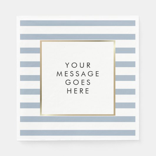 Serviette En Papier Faux Gold Foil bleu moderne (Devant)