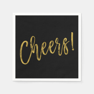 Serviette En Papier Faux Gold Foil et serviettes noires