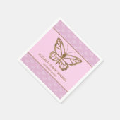 Serviette En Papier Faux Gold Foil Look Papillon - Baby shower pourpre (Coin)