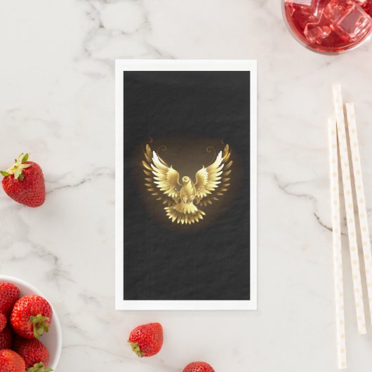 Serviette En Papier Faux Gold Foil Peace Dove en noir (En situation)