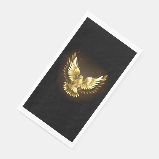 Serviette En Papier Faux Gold Foil Peace Dove en noir (Coin)