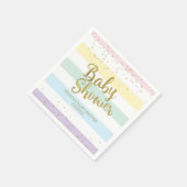 Serviette En Papier Faux Gold Foil Rainbow Stripes Baby shower (Coin)