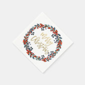 Serviette En Papier Faux Gold Joyeux Noël Berries Fête (Coin)