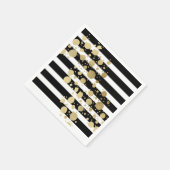 Serviette En Papier Faux Gold Paint Splatz sur bandes Noir & Blanc (Coin)