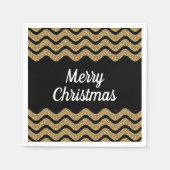 Serviette En Papier Faux Gold Parties scintillant Black Stripes Noël (Devant)